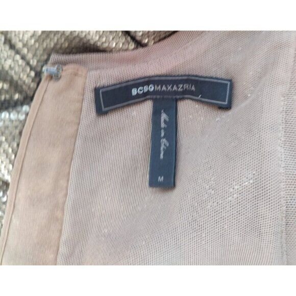 BCBGMaxAzria Gold Sequins Jumpsuit M Cocktail Party Holidays Lowe - Picture 15 of 16